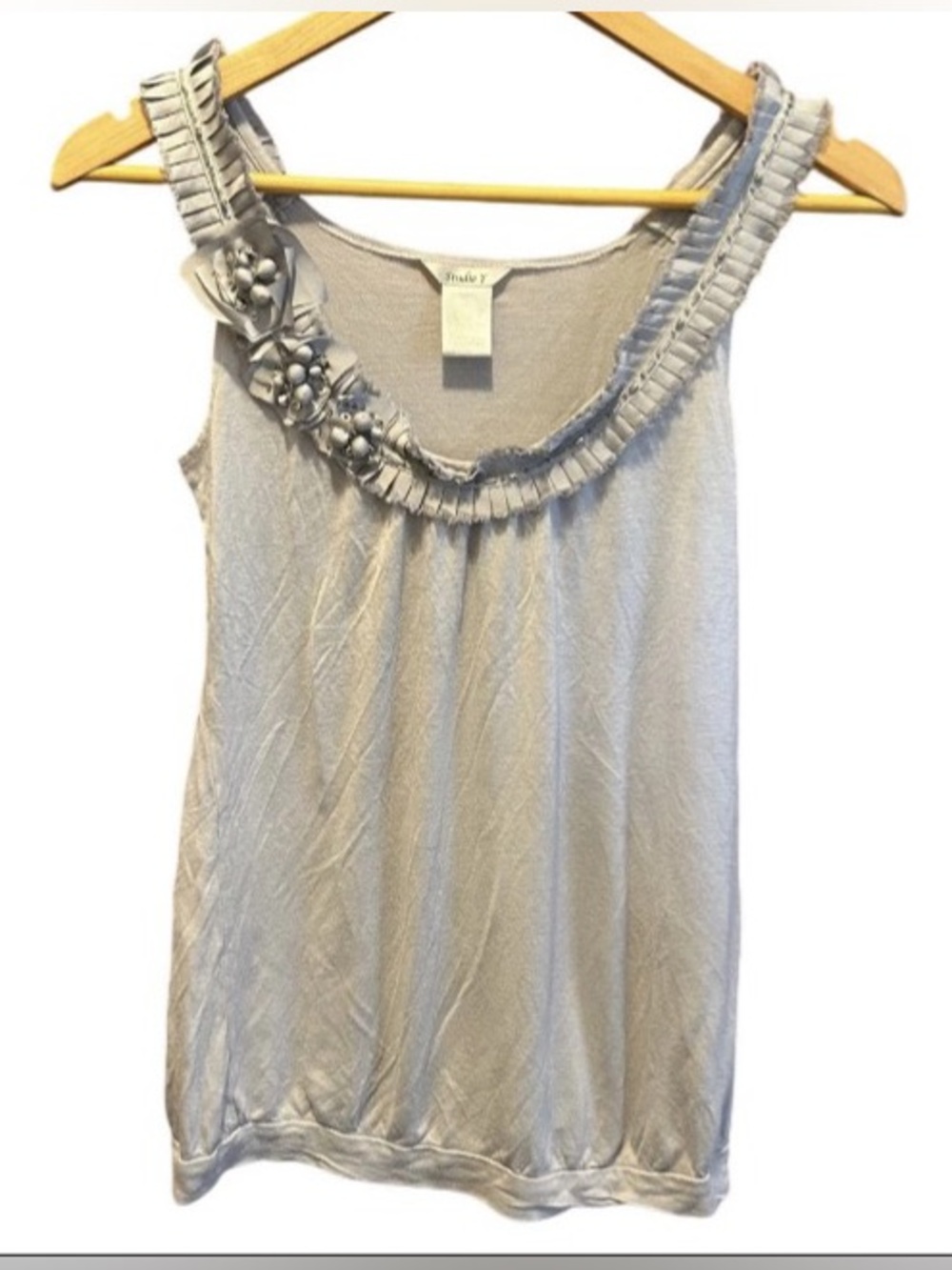 Studio Y Womens Sleeveless Top Embroidered 3D Embellished Beaded Blouse Sz Small